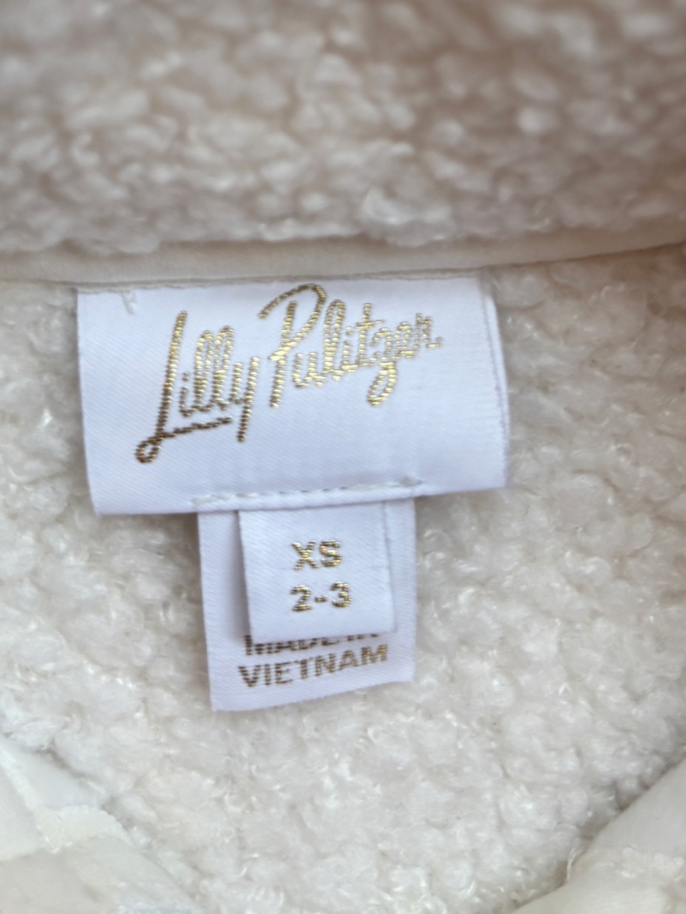 Lilly Pulitzer Cream Sherpa Toddler Pullover with Gold Logo - Picture 3 of 3